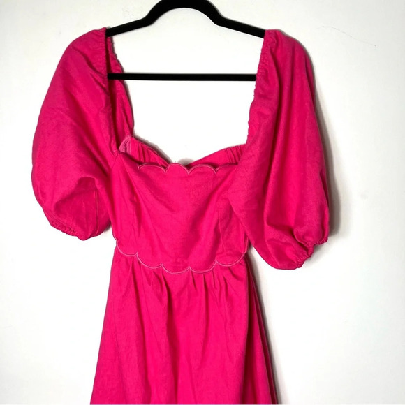 OPT April Scalloped Cutout Dress Barbie Hot‎ Pink Large NWT - Picture 7 of 10